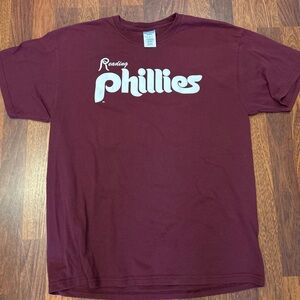 Reading Phillies Ryne Sandberg Burgundy Baseball Tshirt XL